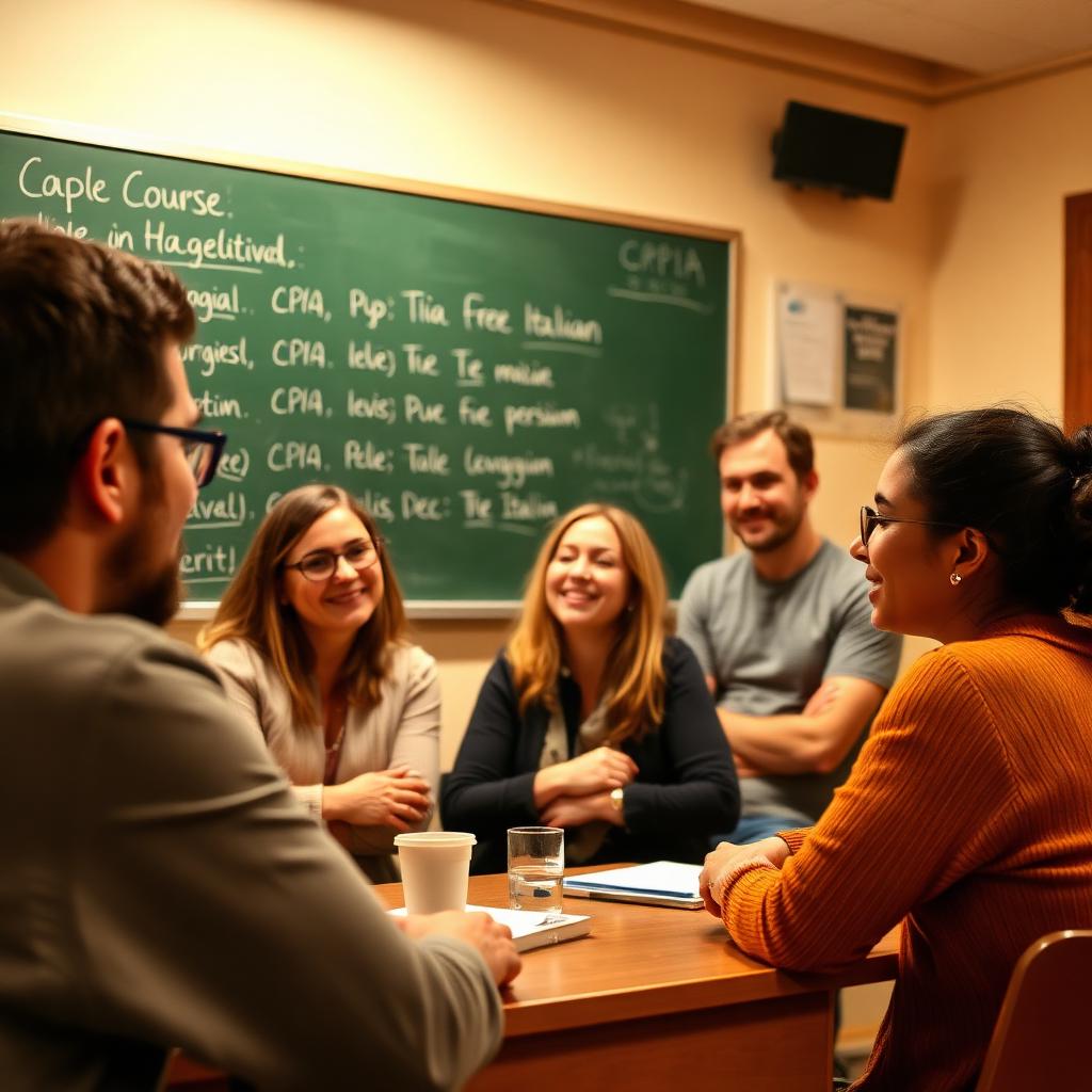 Adulti stranieri in un'aula CPIA con lavagna in italiano