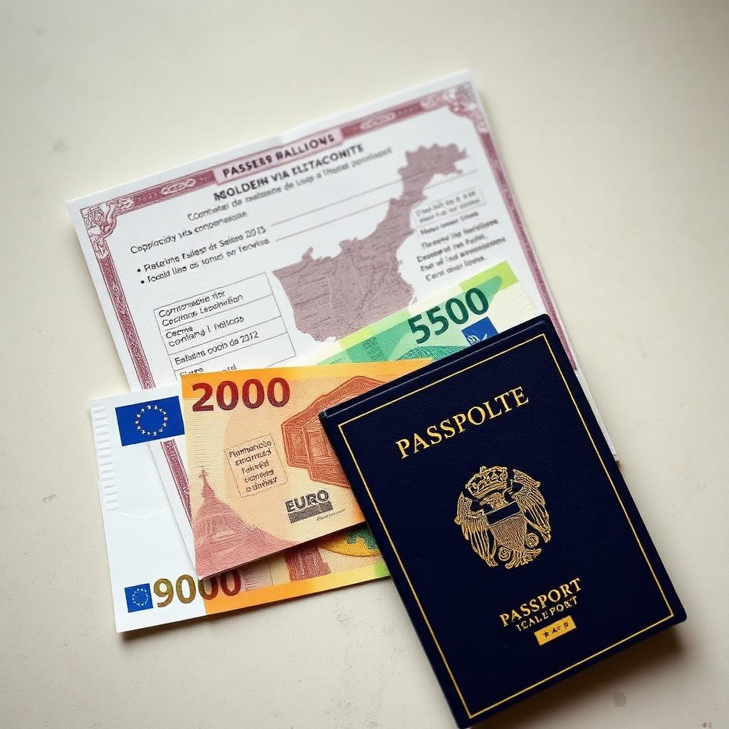 Passaporto italiano con banconote euro per il visto investitori