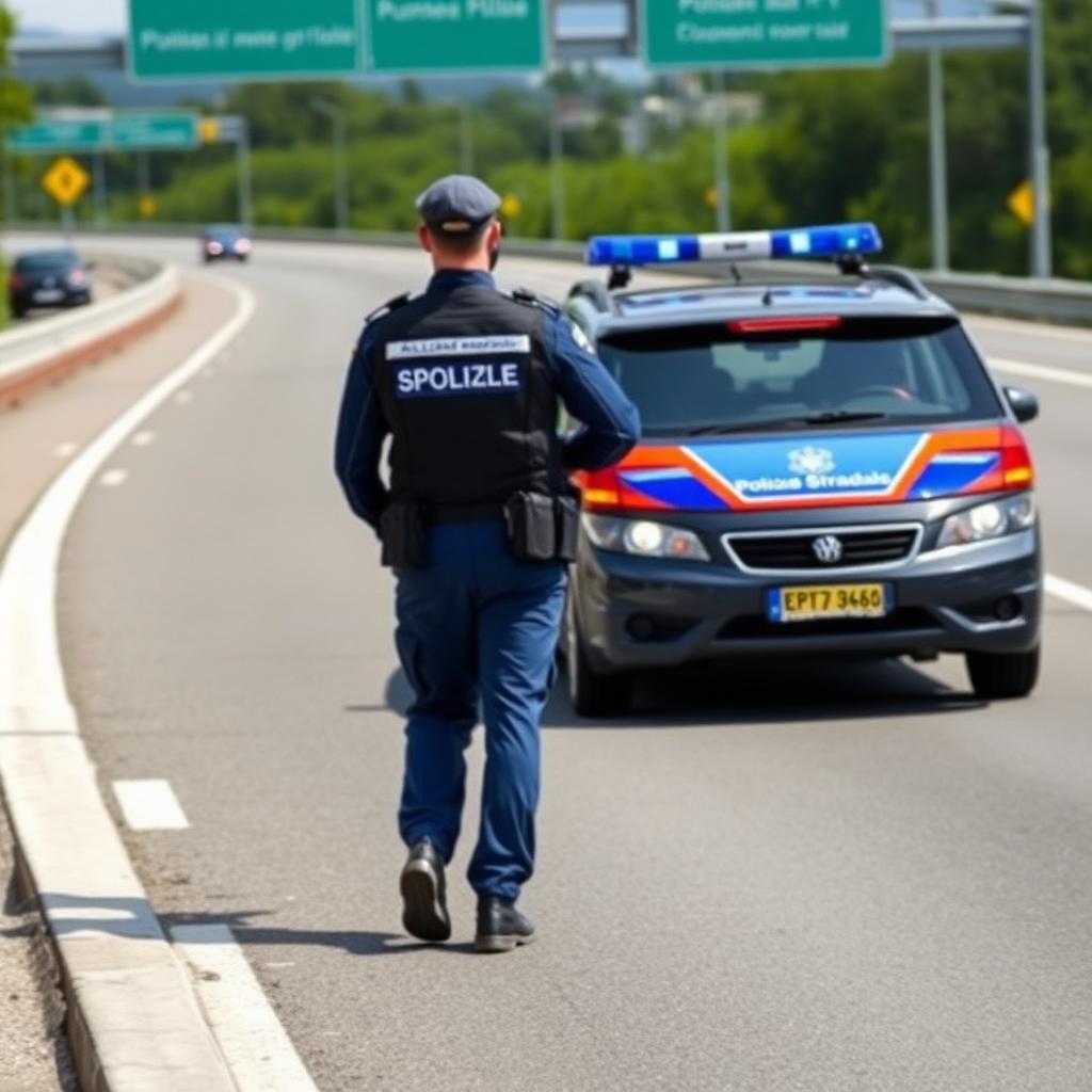 Auto della Polizia Stradale su autostrada italiana