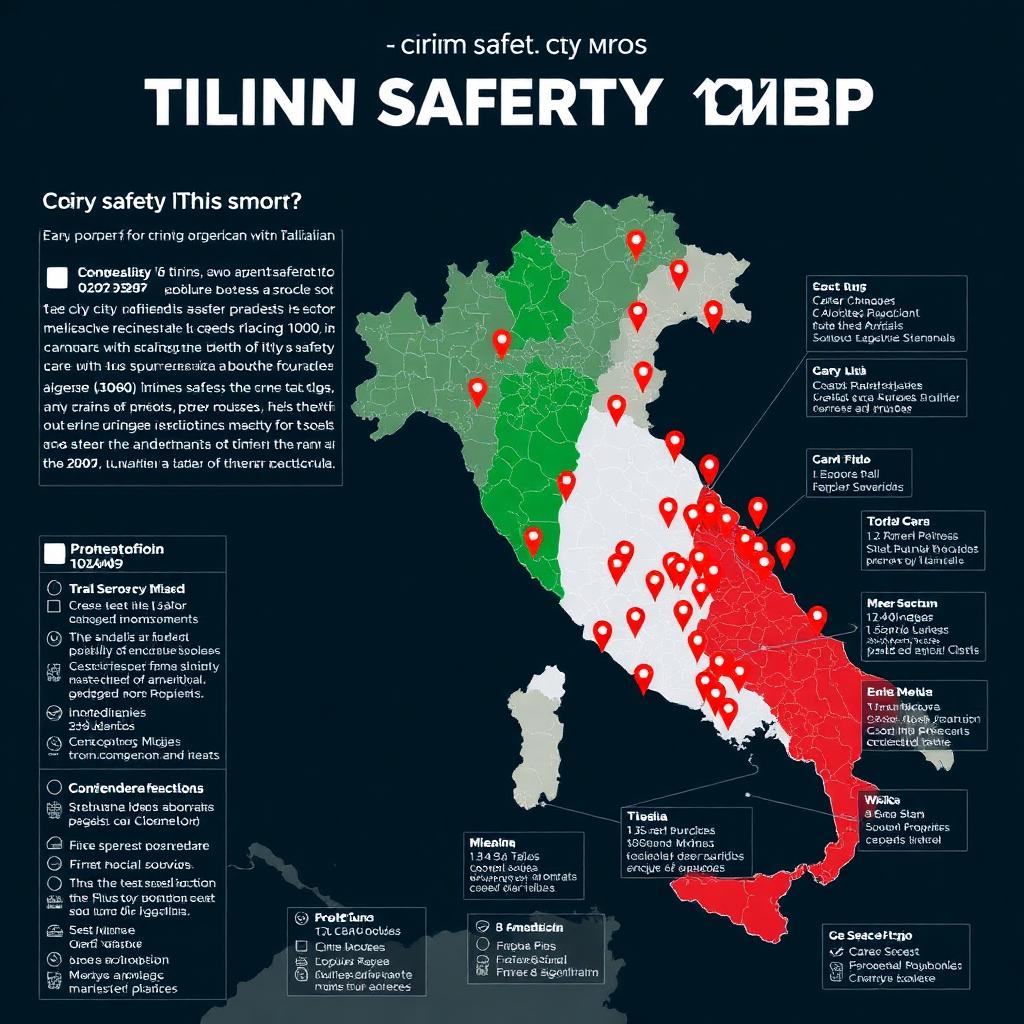 Mappa dell'Italia con indicatori di sicurezza urbana