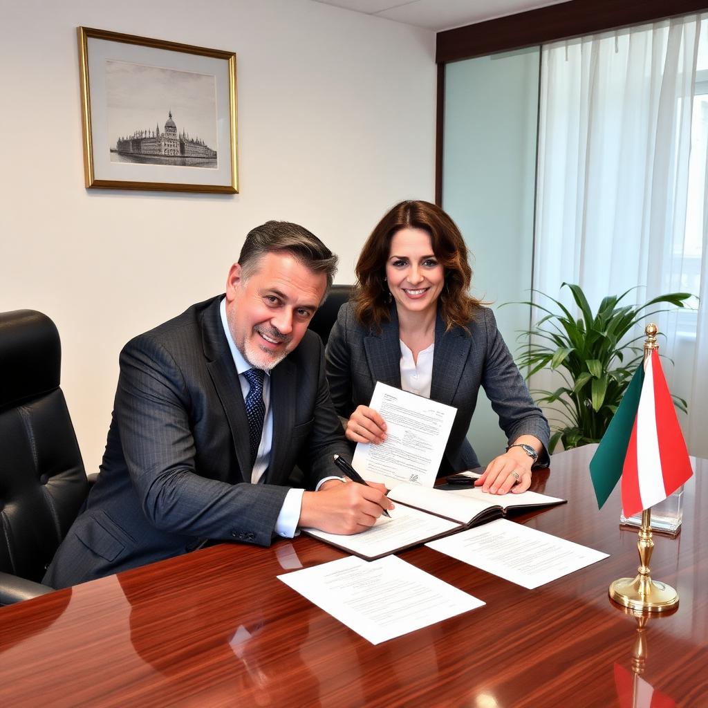 Firma dell'atto costitutivo di una SRL italiana in studio notarile