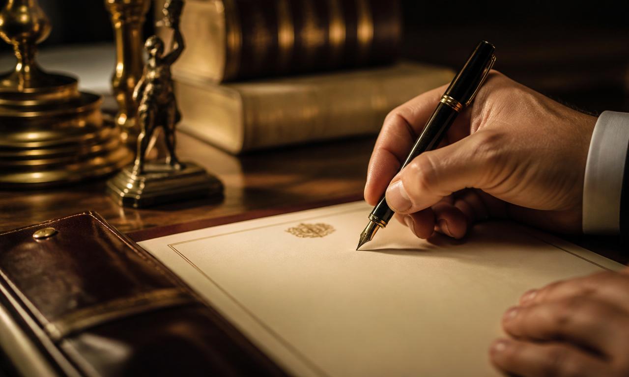 Redazione di atto legale con penna stilografica